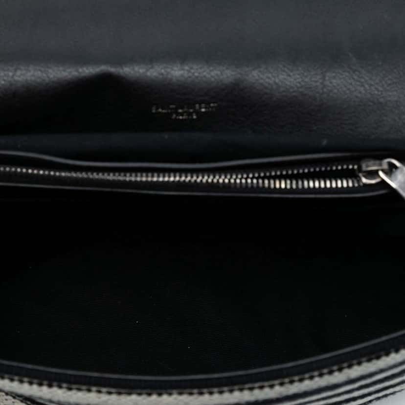 Saint Laurent Large Chevron Berber Monogram College Satchel Black Wool Very good condition - Model View