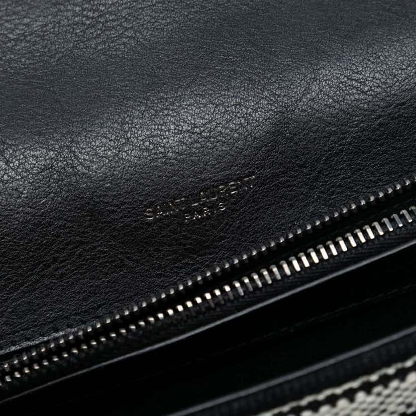 Saint Laurent Large Chevron Berber Monogram College Satchel Black Wool Very good condition - Box View