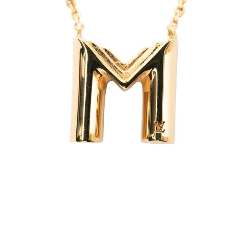 Louis Vuitton Gold Plated LV and Me Letter M Necklace Gold Metal Good condition - Front View