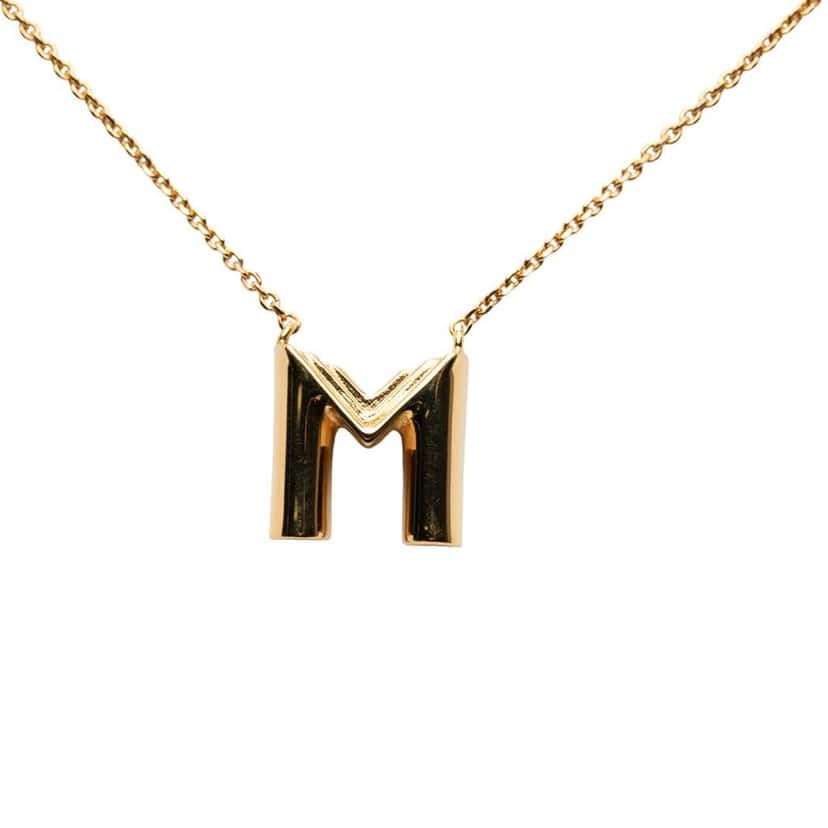 Louis Vuitton Gold Plated LV and Me Letter M Necklace Gold Metal Good condition - Back View