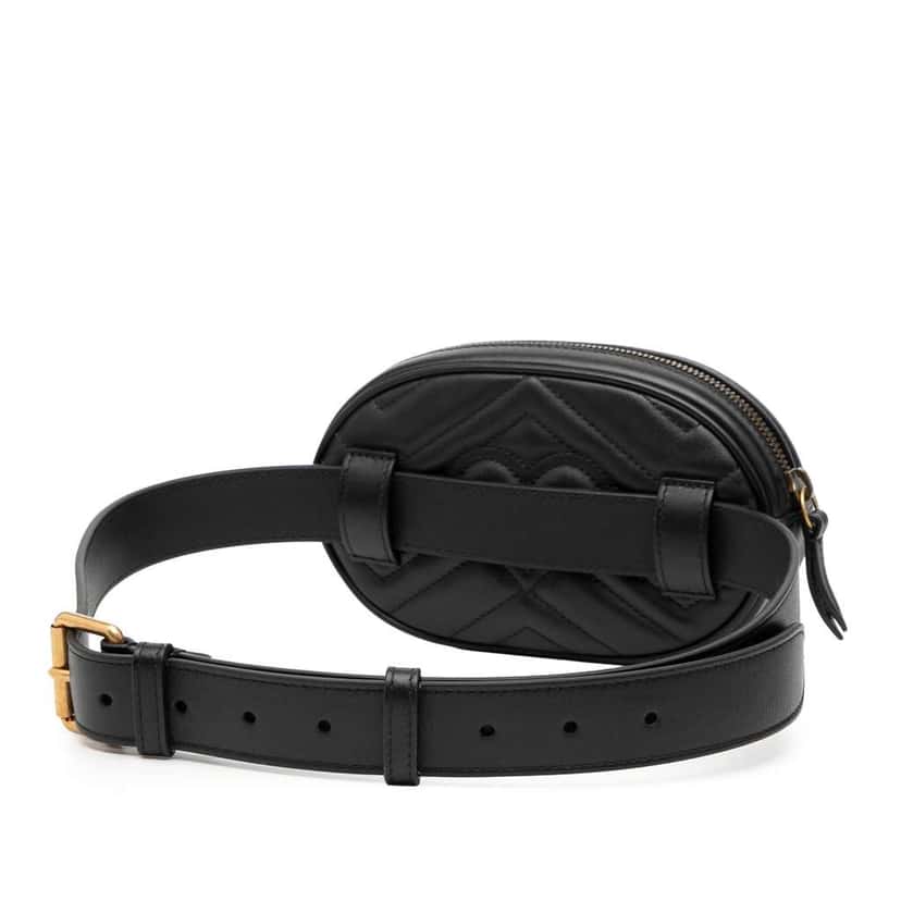 Gucci GG Marmont Matelasse Leather Belt Bag Black Leather Good condition - Back View