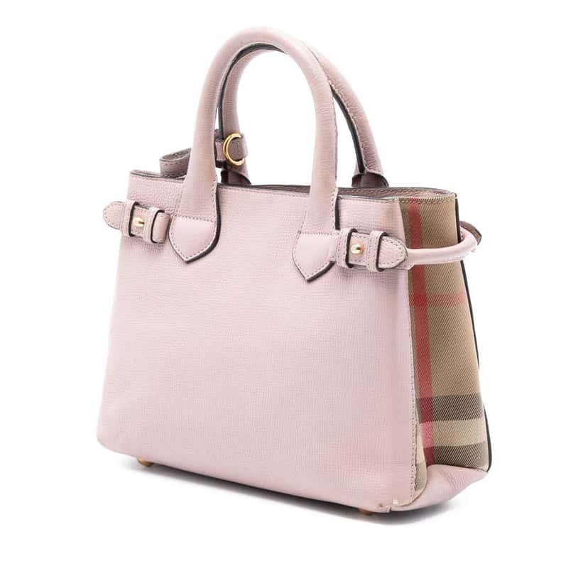 Burberry Small Leather and House Check Banner Satchel Pink Leather Good condition - Back View