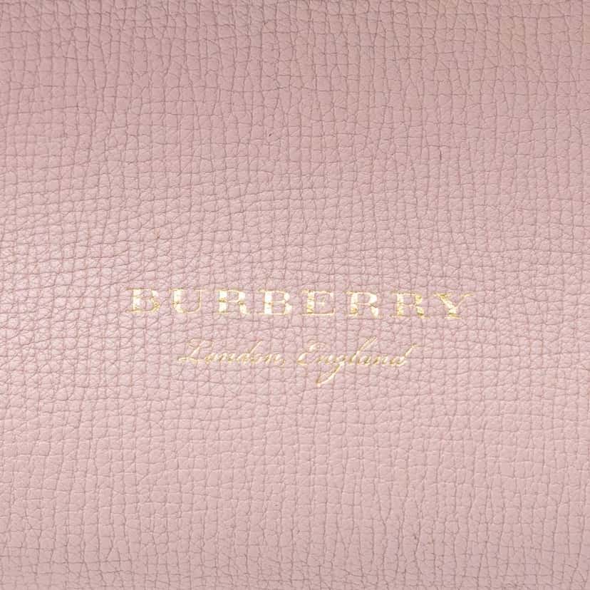 Burberry Small Leather and House Check Banner Satchel Pink Leather Good condition - Box View