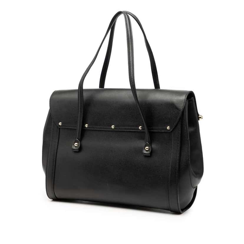 Gucci Large Leather Bamboo Bullet Tote Black Leather Good condition - Back View