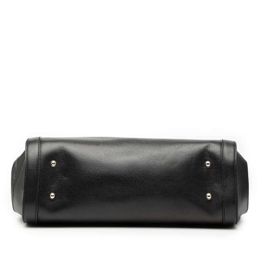 Gucci Large Leather Bamboo Bullet Tote Black Leather Good condition - Inside View