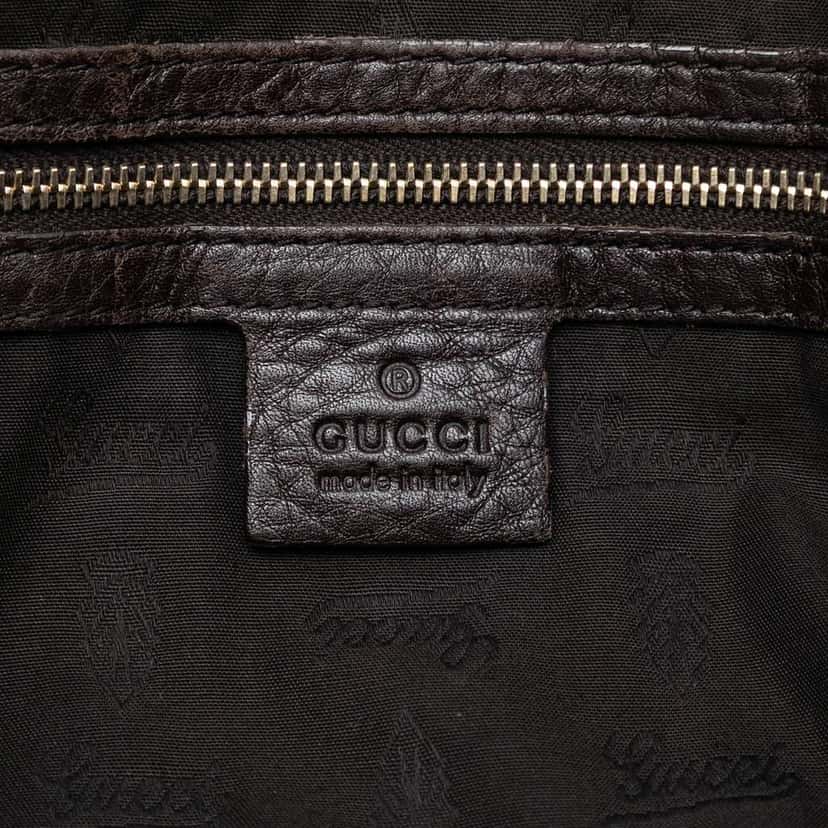 Gucci Medium Pebbled Calfskin Web Heritage Shoulder Bag Brown Leather Good condition - Box View