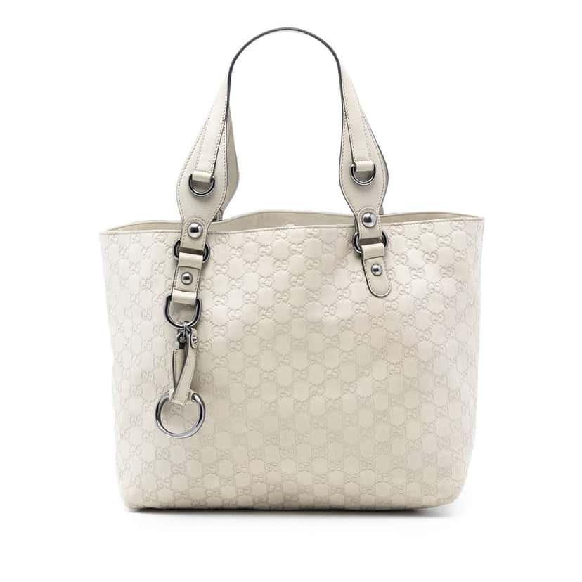 Gucci Guccissima Icon Bit Tote White Leather Good condition - Front View