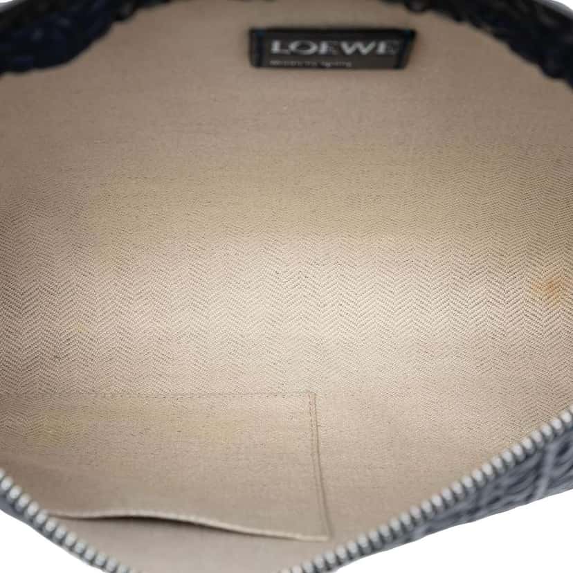 Loewe Embossed Anagram Leather Repeat T Clutch Blue Leather Good condition - Model View