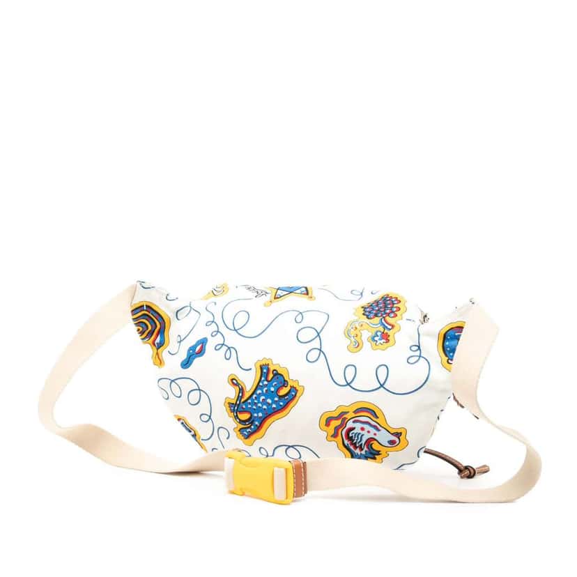 Loewe Paulas Ibiza Printed Canvas Belt Bag White Canvas Good condition - Back View