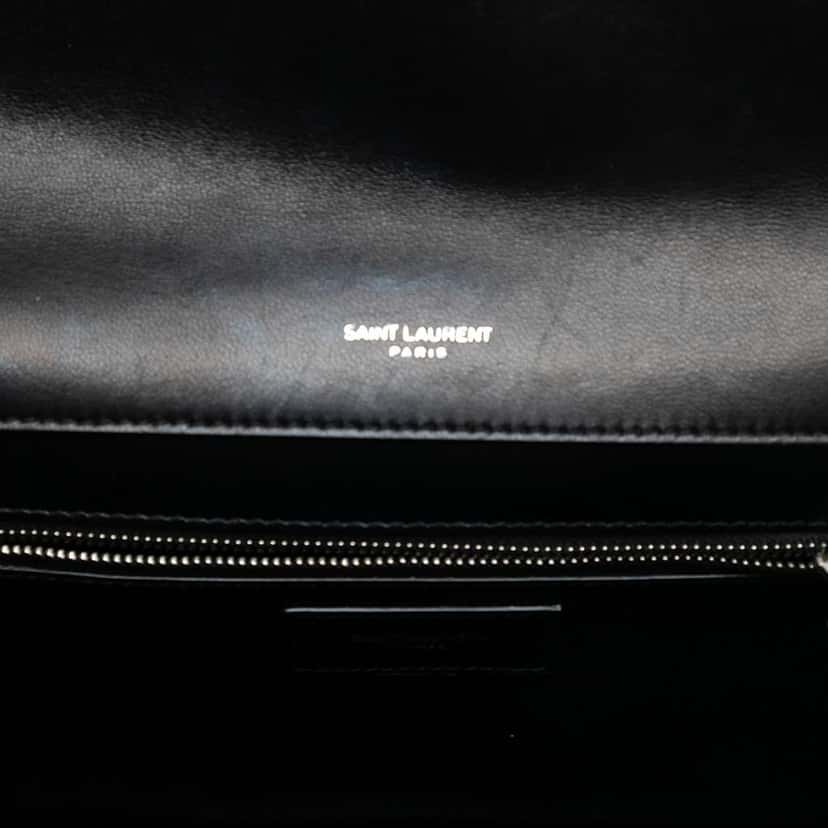 Saint Laurent Quilted Lambskin Studded Monogram Gaby Shoulder Bag Black Leather Very good condition - Model View