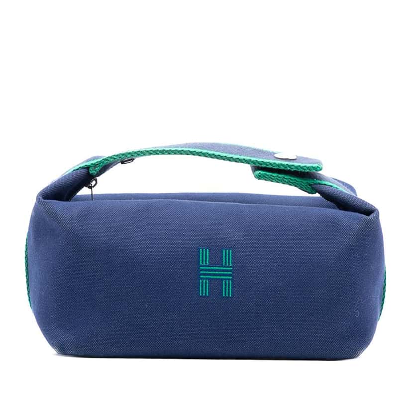 Hermès Small Toile Bride A Brac Case Blue Canvas Good condition - Front View