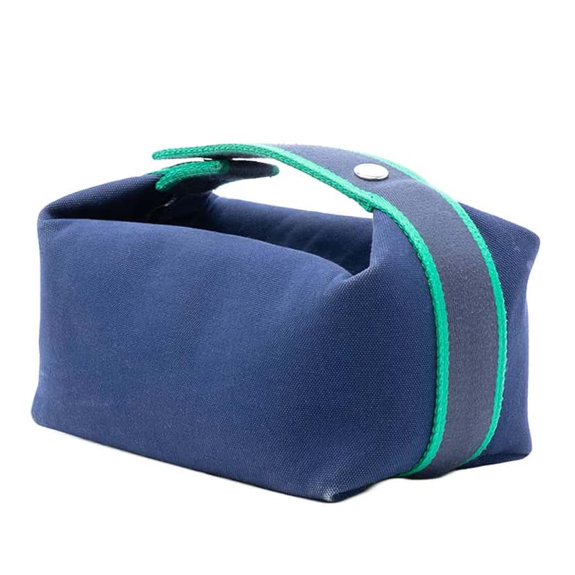 Hermès Small Toile Bride A Brac Case Blue Canvas Good condition - Back View