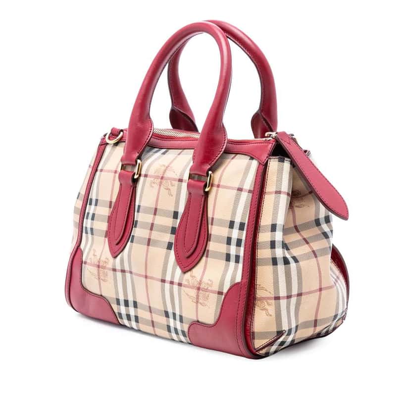 Burberry Small Haymarket Check Coated Canvas Gladstone Satchel Brown Canvas Good condition - Back View