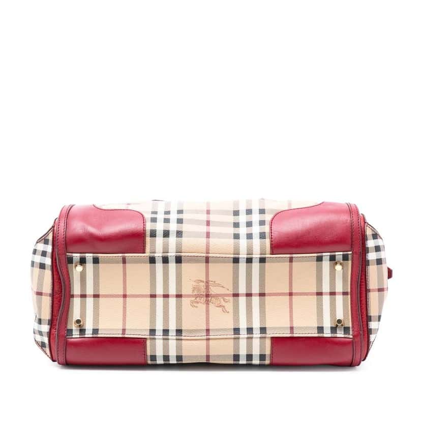 Burberry Small Haymarket Check Coated Canvas Gladstone Satchel Brown Canvas Good condition - Inside View