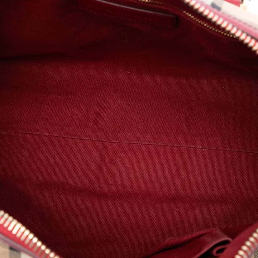 Burberry Small Haymarket Check Coated Canvas Gladstone Satchel Brown Canvas Good condition - Model View