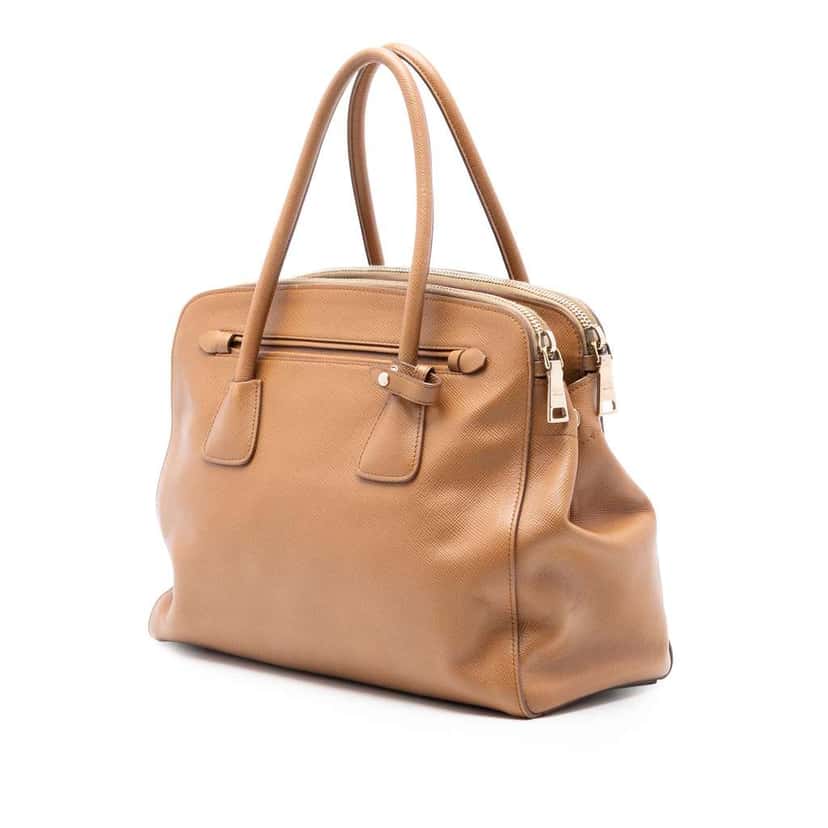 Prada Saffiano Cuir Satchel Brown Leather Very good condition - Back View