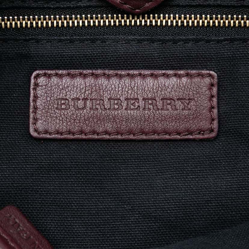 Burberry House Check Canvas and Calfskin Little Crush Crossbody Red Leather Good condition - Box View