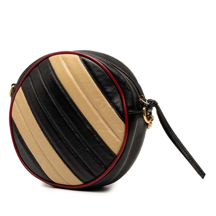 Gucci Mini GG Marmont Matelasse Leather Torchon Round Crossbody Black Leather Very good condition - Back View