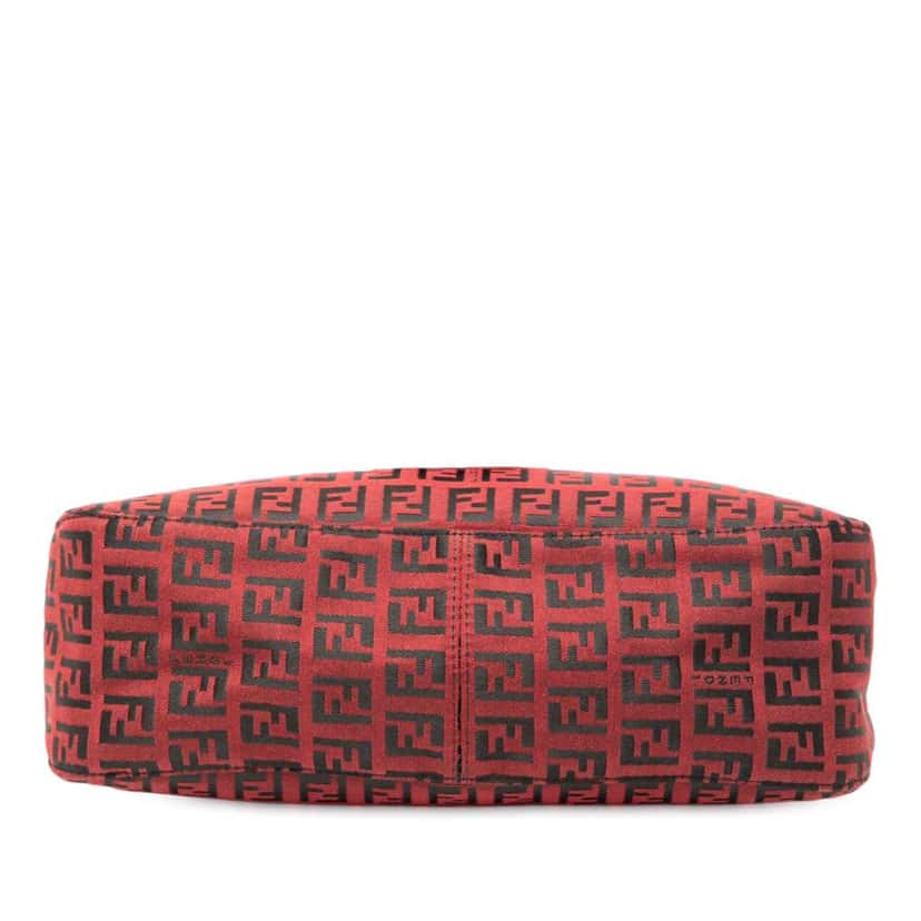 Fendi Zucchino Canvas Double Flap Shoulder Bag Red Canvas Good condition - Inside View