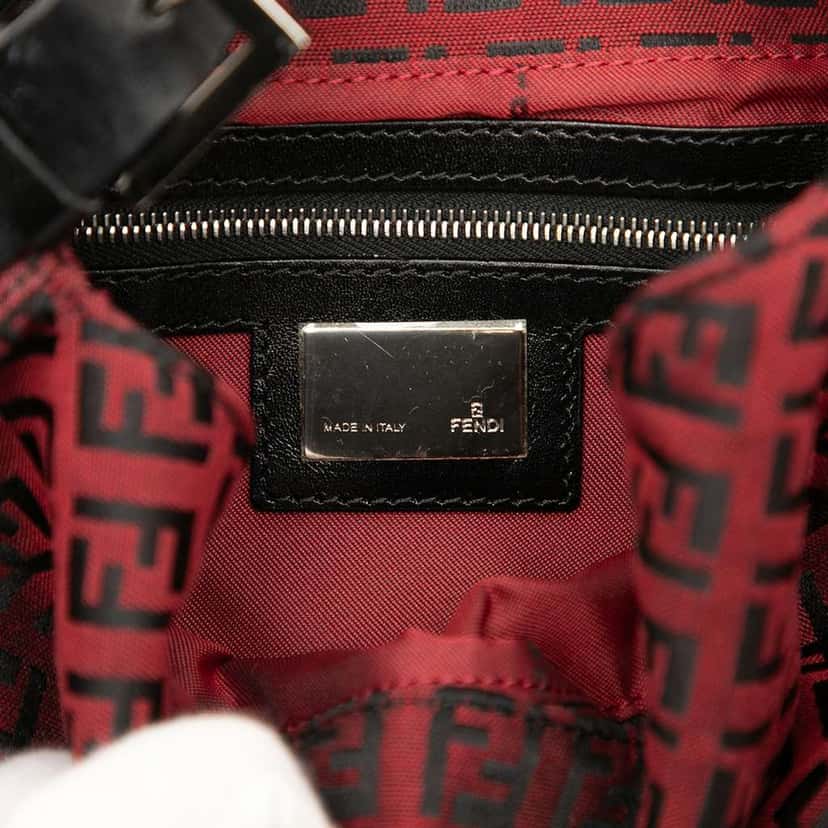 Fendi Zucchino Canvas Double Flap Shoulder Bag Red Canvas Good condition - Box View