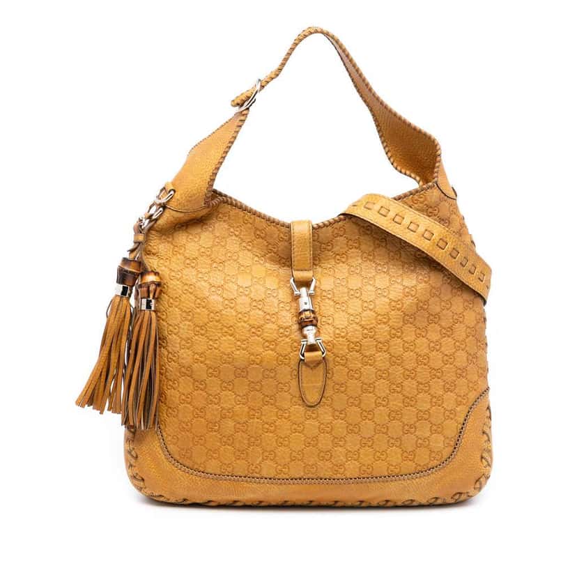 Gucci Large Guccissima New Jackie Satchel Brown Leather Good condition - Front View