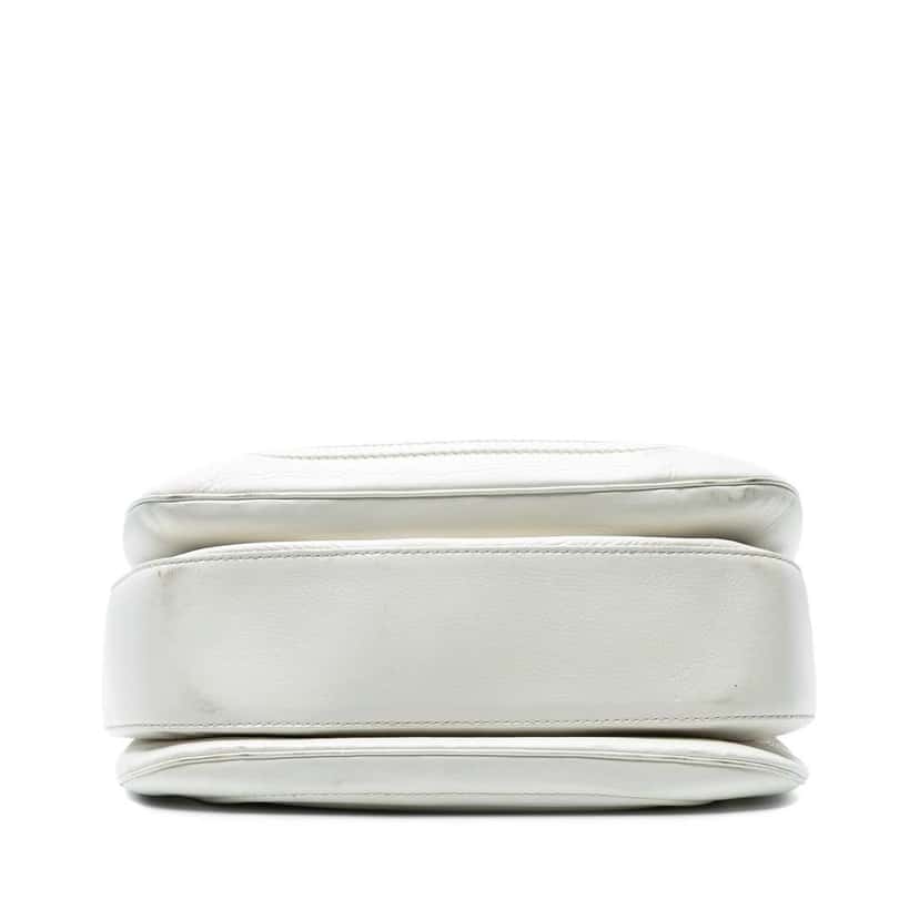 Gucci Large Pebbled Calfskin New Bamboo Top Handle Bag White Leather Good condition - Inside View