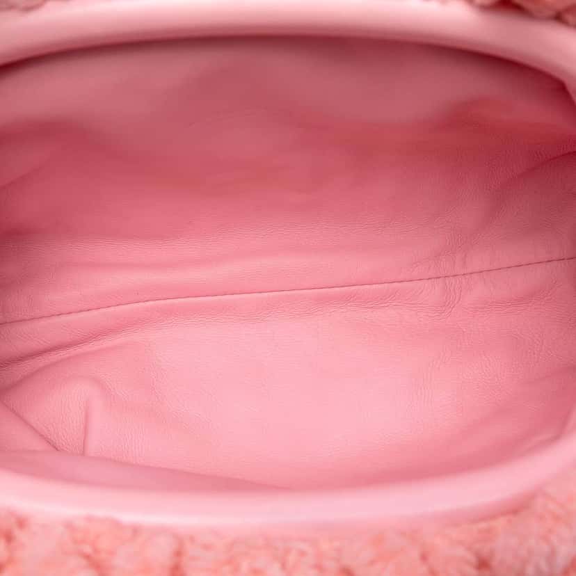 Bottega Veneta Teen Chenille The Pouch Crossbody Pink Polyester Very good condition - Model View