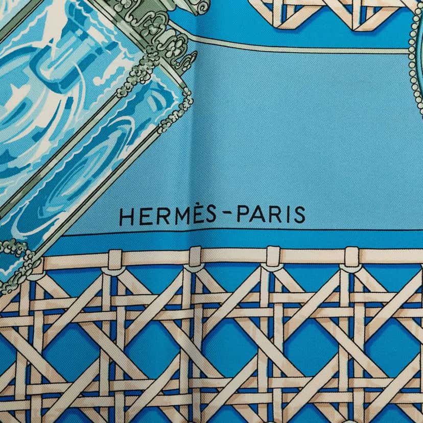 Hermès Feux de Route Silk Scarf Blue Silk Good condition - Back View