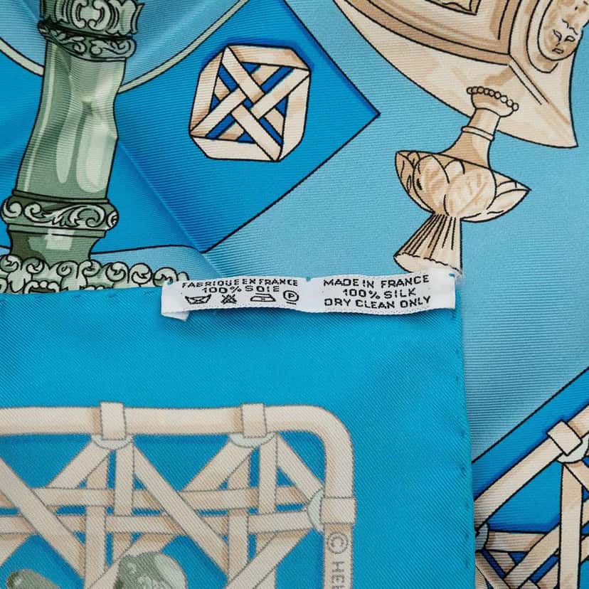 Hermès Feux de Route Silk Scarf Blue Silk Good condition - Inside View