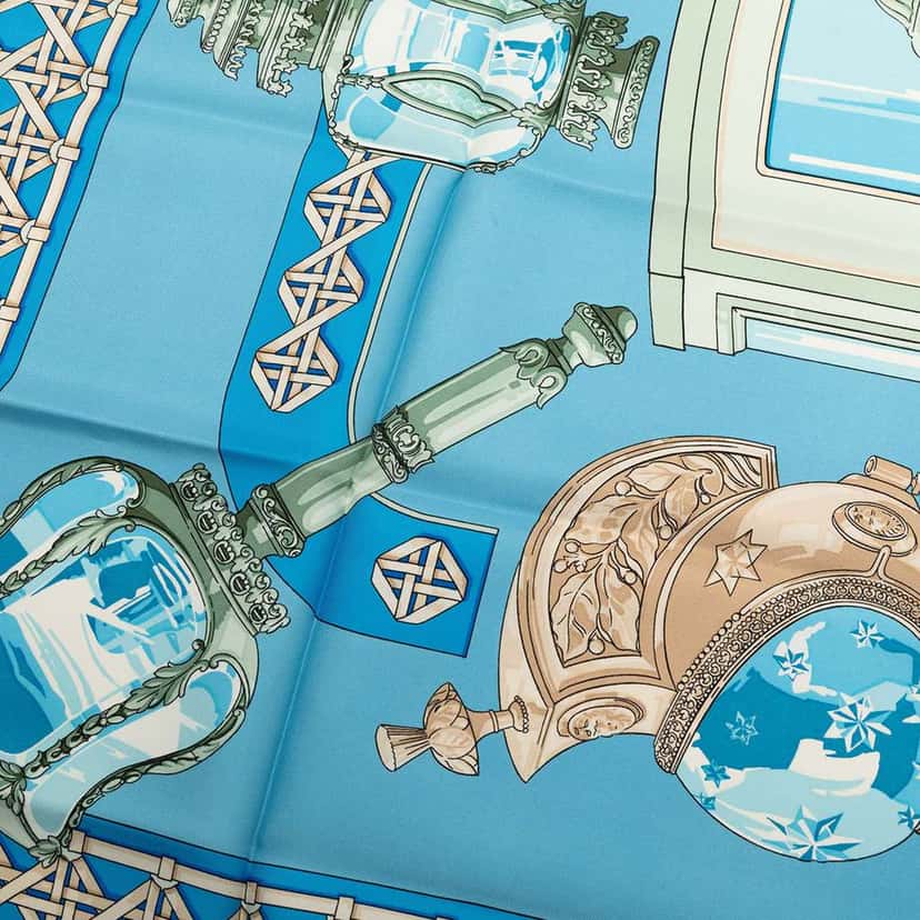 Hermès Feux de Route Silk Scarf Blue Silk Good condition - Box View