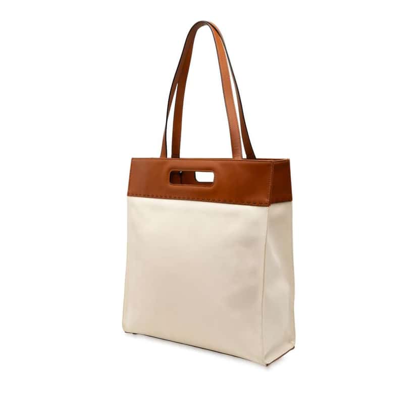 Fendi Bicolor Canvas and Leather Sunshine Shopper Tote Brown Canvas Good condition - Back View
