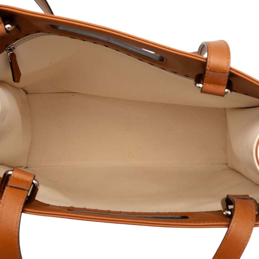 Fendi Bicolor Canvas and Leather Sunshine Shopper Tote Brown Canvas Good condition - Model View
