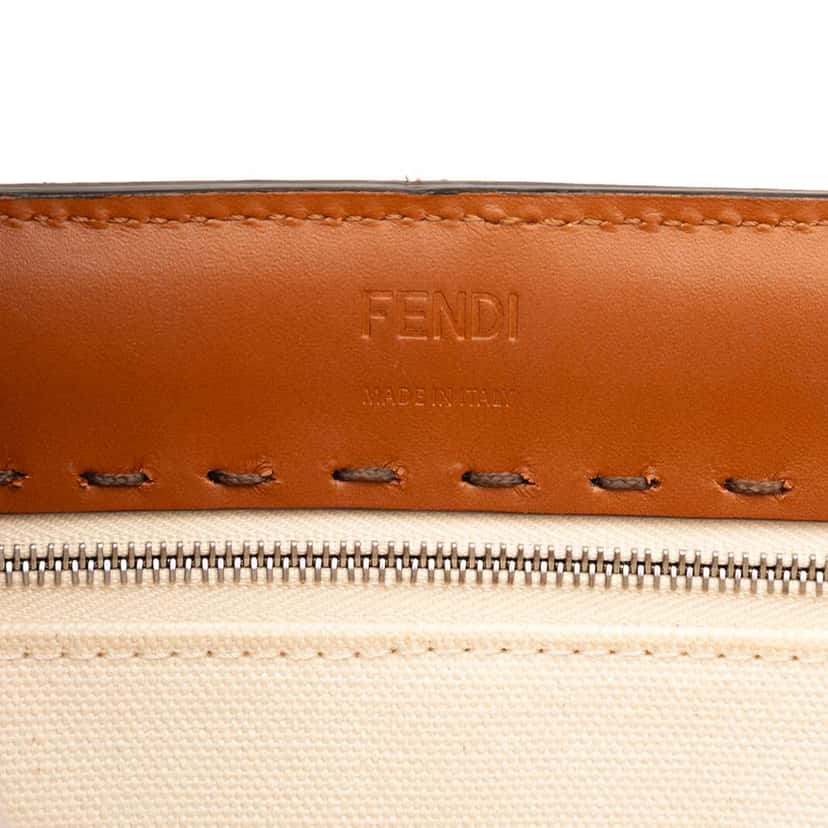 Fendi Bicolor Canvas and Leather Sunshine Shopper Tote Brown Canvas Good condition - Box View