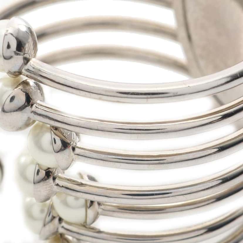 Dior Palladium Plated Faux Pearl Diorific Bangle Bracelet Silver Metal Good condition - Box View