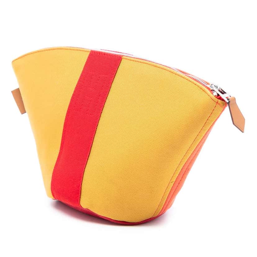 Hermès Mini Toile Palmyre Pouch Orange Canvas Good condition - Back View