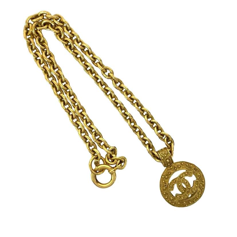 Chanel CC Gold Plated Medallion Chain Necklace Gold Metal Very good condition - Front View