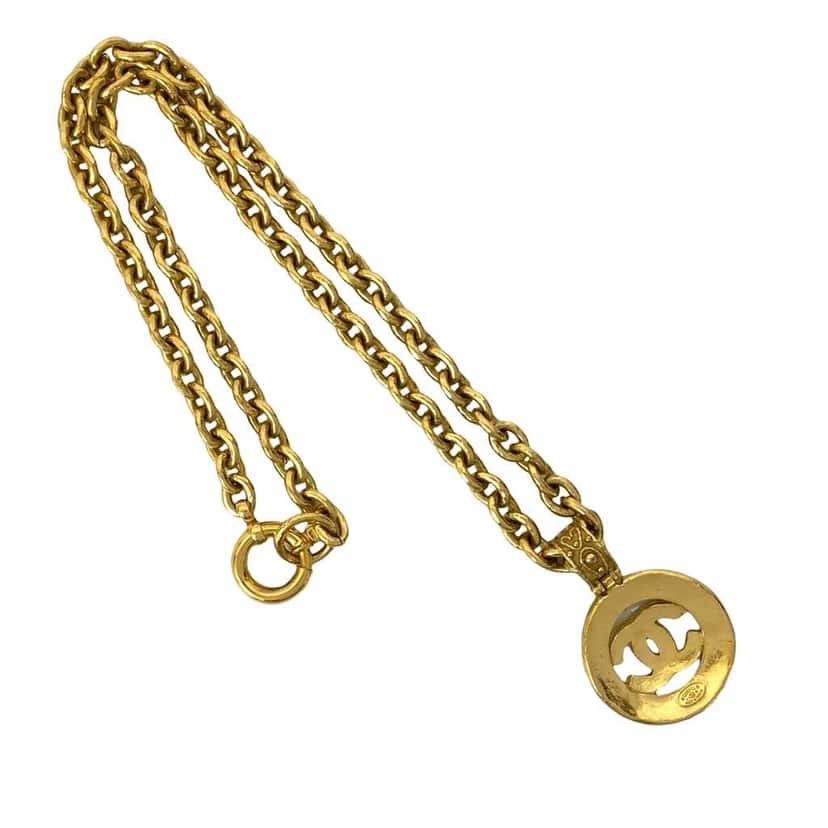 Chanel CC Gold Plated Medallion Chain Necklace Gold Metal Very good condition - Back View