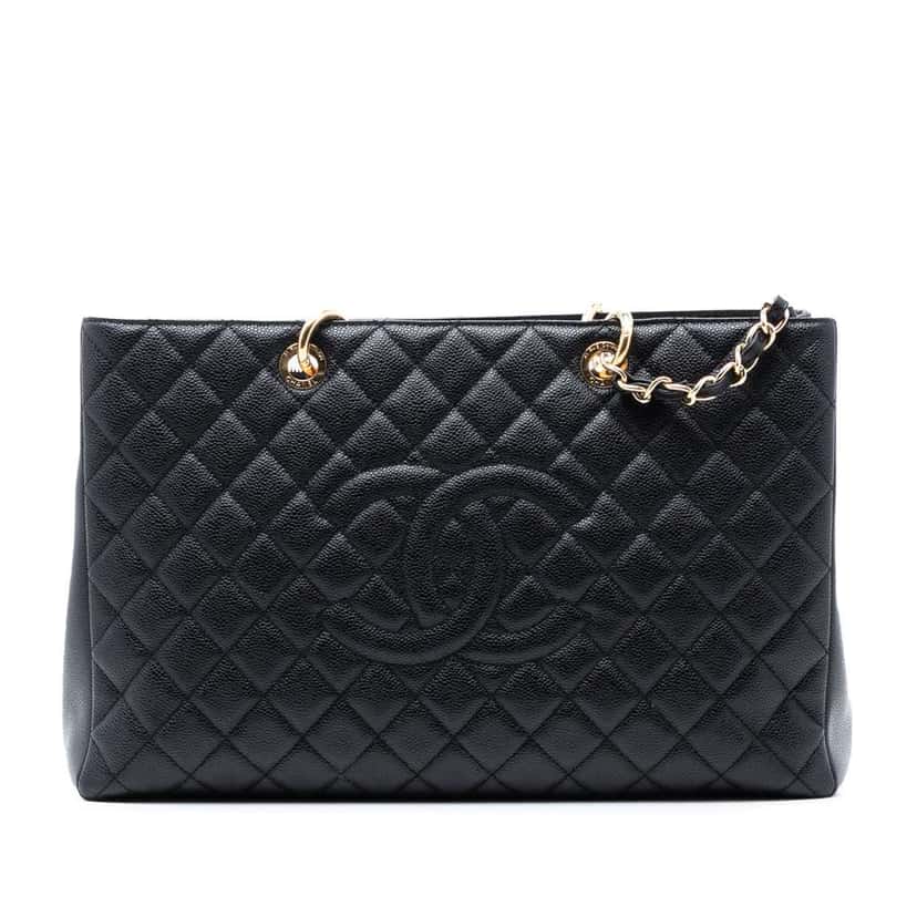 Chanel Caviar Grand Shopping Tote XL Black Leather Good condition - Front View