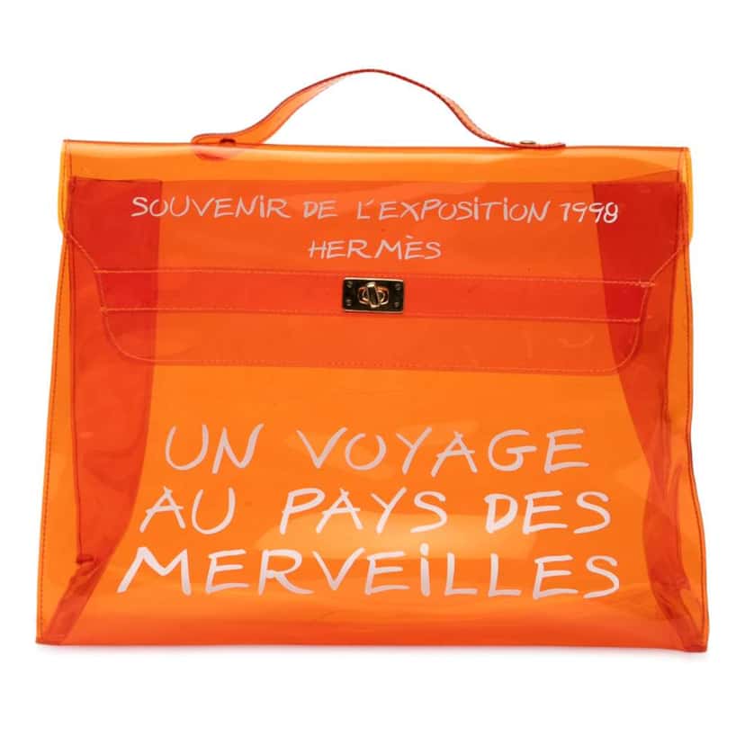 Hermès Vinyl Souvenir De L Exposition Kelly Handbag Orange Good condition - Front View