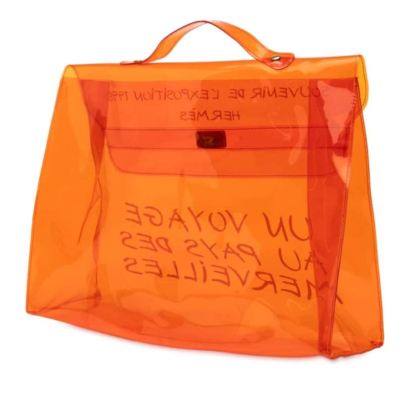 Hermès Vinyl Souvenir De L Exposition Kelly Handbag Orange Good condition - Back View