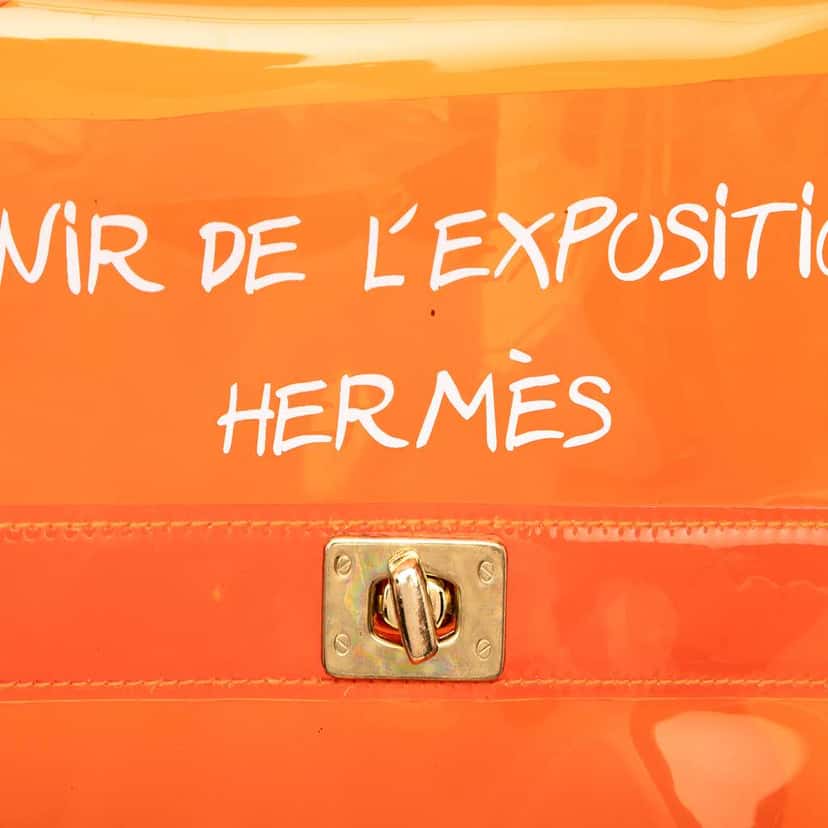 Hermès Vinyl Souvenir De L Exposition Kelly Handbag Orange Good condition - Box View