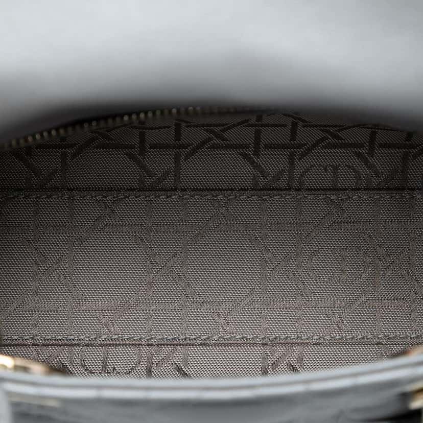 Dior Mini Lambskin Cannage Lady Dior Grey Leather Very good condition - Model View