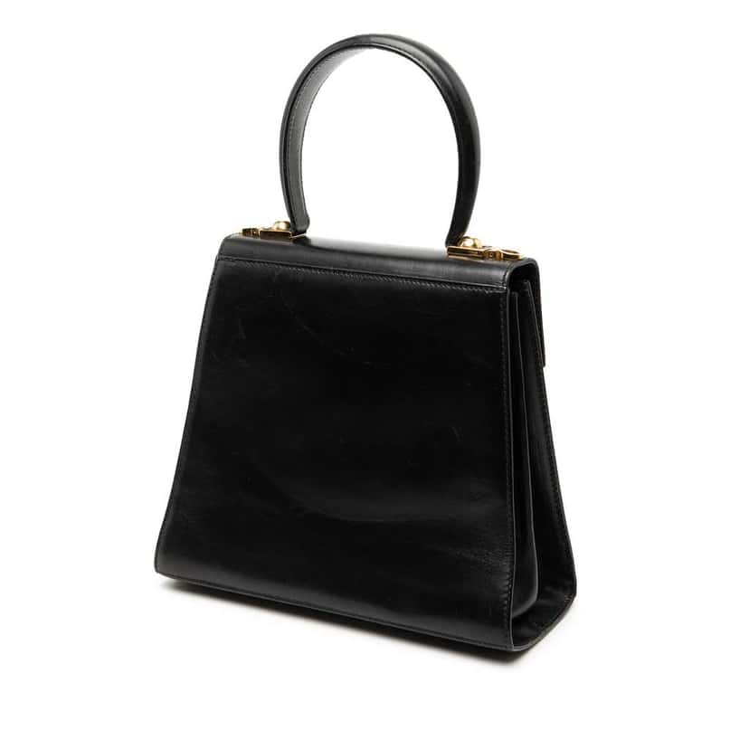 Salvatore Ferragamo Small Leather Gancini Iconic Top Handle Bag Black Leather Good condition - Back View