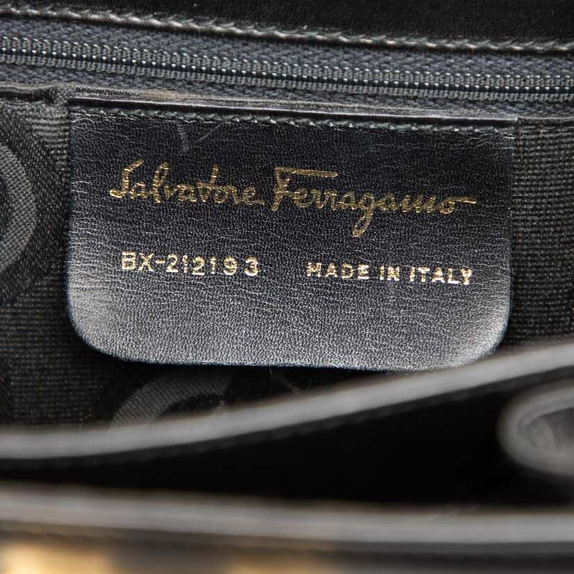 Salvatore Ferragamo Small Leather Gancini Iconic Top Handle Bag Black Leather Good condition - Box View