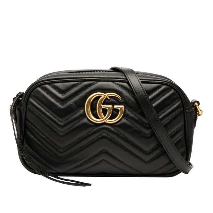Gucci Small GG Marmont Matelasse Leather Crossbody Black Leather Good condition - Front View