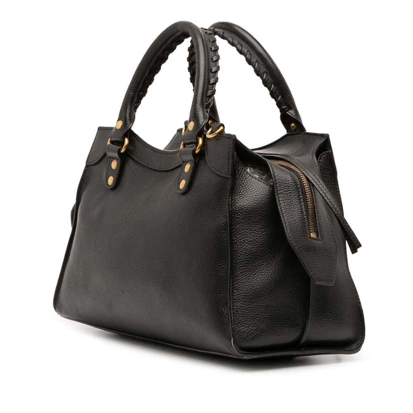 Balenciaga Small Grained Calfskin Motocross Neo Classic City Satchel Black Leather Good condition - Back View