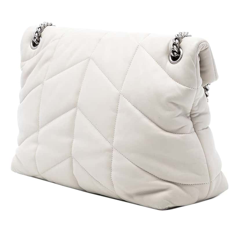 Saint Laurent Medium Nappa LouLou Puffer Shoulder Bag White Leather Good condition - Back View
