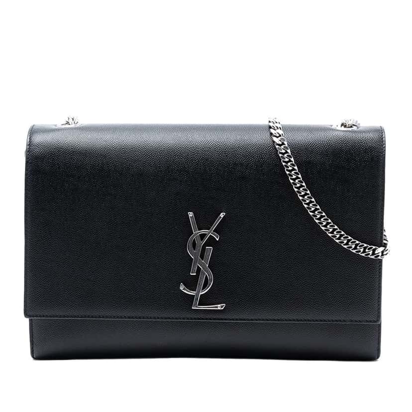 Saint Laurent Medium Grain De Poudre Leather Monogram Kate Crossbody Black Leather Very good condition - Front View