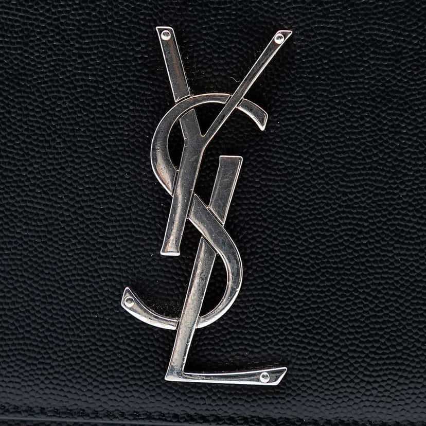 Saint Laurent Medium Grain De Poudre Leather Monogram Kate Crossbody Black Leather Very good condition - Box View