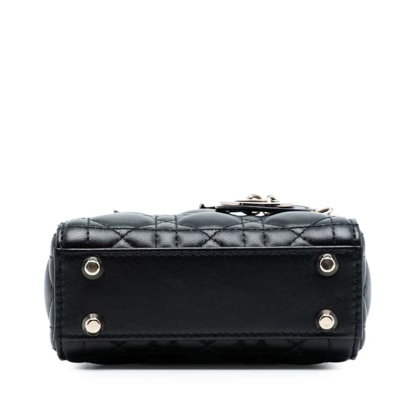 Dior Micro Lambskin Cannage Lady Dior Black Leather Very good condition - Inside View